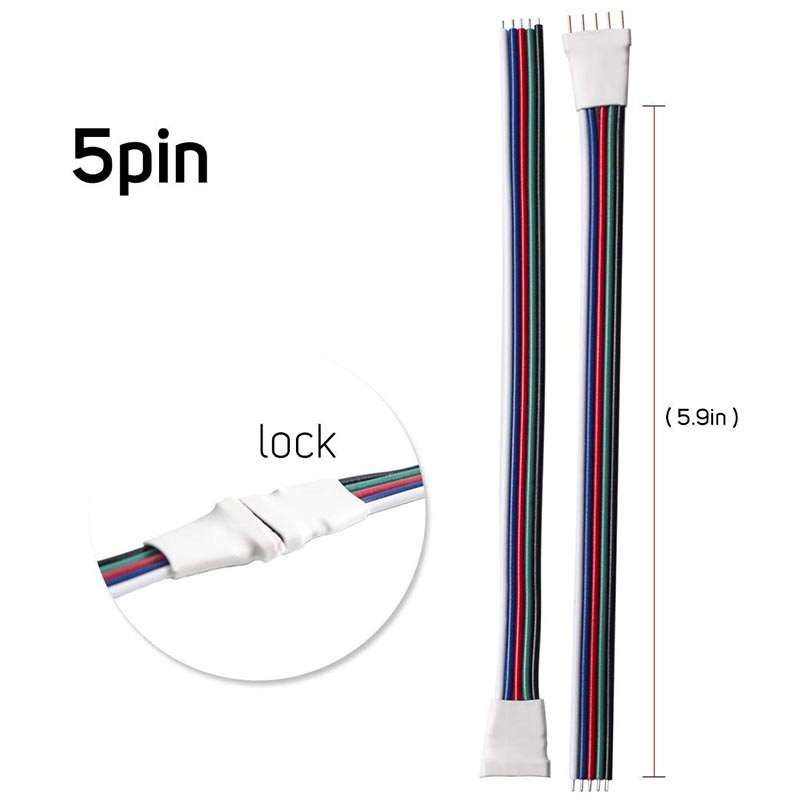 5pin Male/Female 15cm Connector Wire Cable for Flexible 5050 RGBW RGBWW LED Strip Light